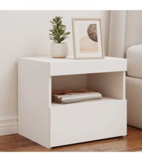 vidaXL Bedside Cabinet with LED Lights White 50x40x45 cm