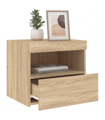 vidaXL Bedside Cabinets with LED Lights 2 pcs Sonoma Oak 50x40x45 cm