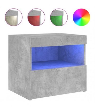 vidaXL Bedside Cabinet with LED Lights Concrete Grey 50x40x45 cm