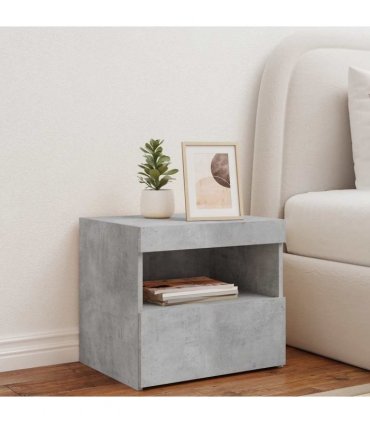 vidaXL Bedside Cabinet with LED Lights Concrete Grey 50x40x45 cm
