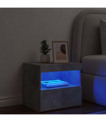 vidaXL Bedside Cabinet with LED Lights Concrete Grey 50x40x45 cm