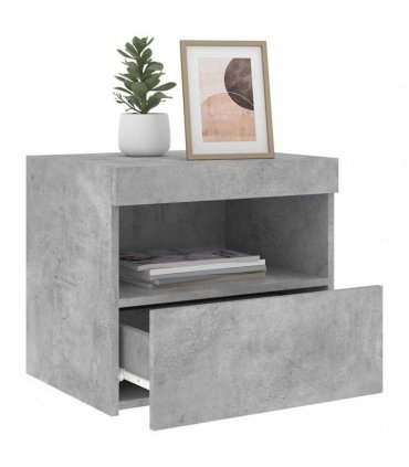 vidaXL Bedside Cabinet with LED Lights Concrete Grey 50x40x45 cm