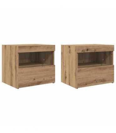 vidaXL Bedside Cabinet with Drawer 2 pcs Artisan Oak 50 x 40 x 45 cm