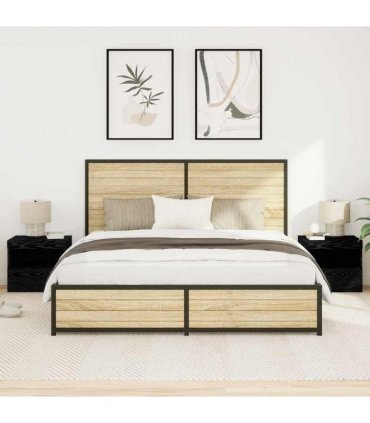 vidaXL Bedside Cabinet 2 pcs Black Oak 50 x 40 x 45 cm Engineered Wood