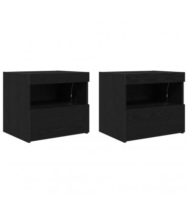 vidaXL Bedside Cabinet 2 pcs Black Oak 50 x 40 x 45 cm Engineered Wood