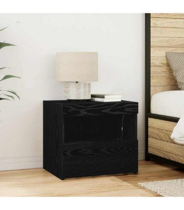 vidaXL Bedside Cabinet 2 pcs Black Oak 50 x 40 x 45 cm Engineered Wood