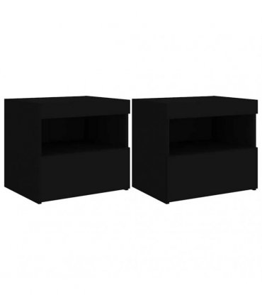 vidaXL Bedside Cabinet | Set of 2 | Black | Engineered wood | Medium