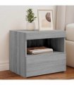 vidaXL Bedside Cabinets with LED Lights 2 pcs Grey Sonoma 50x40x45 cm