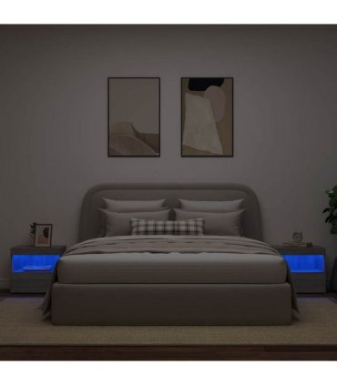 vidaXL Bedside Cabinets with LED Lights 2 pcs Grey Sonoma 50x40x45 cm