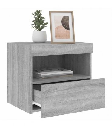 vidaXL Bedside Cabinets with LED Lights 2 pcs Grey Sonoma 50x40x45 cm