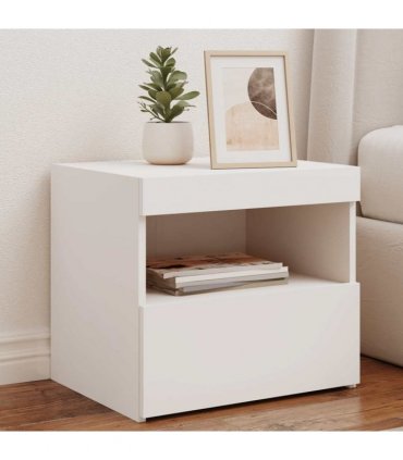 vidaXL Bedside Cabinets with LED Lights 2 pcs White 50x40x45 cm