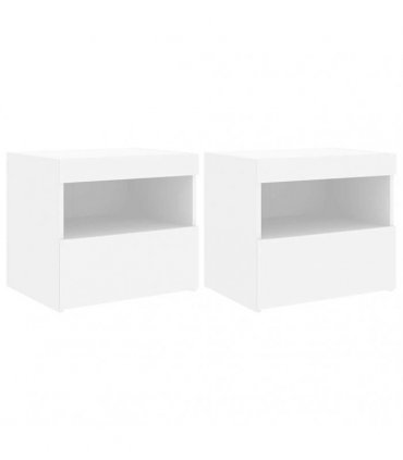 vidaXL Bedside Cabinets with LED Lights 2 pcs White 50x40x45 cm