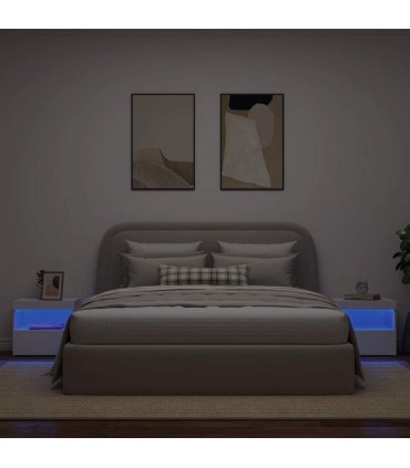 vidaXL Bedside Cabinets with LED Lights 2 pcs White 50x40x45 cm
