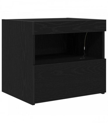 vidaXL Bedside Cabinet Black Oak 50 x 40 x 45 cm Engineered Wood