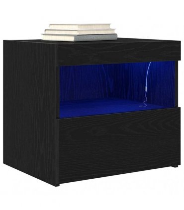 vidaXL Bedside Cabinet Black Oak 50 x 40 x 45 cm Engineered Wood
