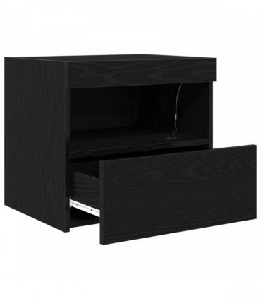 vidaXL Bedside Cabinet Black Oak 50 x 40 x 45 cm Engineered Wood
