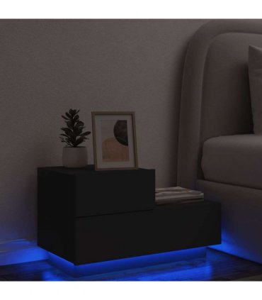 vidaXL Bedside Cabinet | Black | Engineered wood | Bedside Cabinet | Rectangular