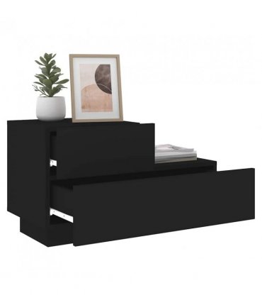 vidaXL Bedside Cabinet | Black | Engineered wood | Bedside Cabinet | Rectangular