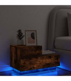 vidaXL Bedside Cabinet with LED Lights Smoked Oak 70x36x40.5 cm
