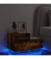 vidaXL Bedside Cabinet with LED Lights Smoked Oak 70x36x40.5 cm