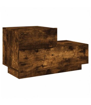 vidaXL Bedside Cabinet with LED Lights Smoked Oak 70x36x40.5 cm
