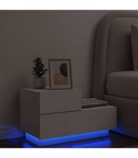 vidaXL Bedside Cabinet with LED Lights White 70x36x40.5 cm