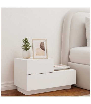 vidaXL Bedside Cabinet with LED Lights White 70x36x40.5 cm