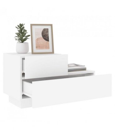 vidaXL Bedside Cabinet with LED Lights White 70x36x40.5 cm