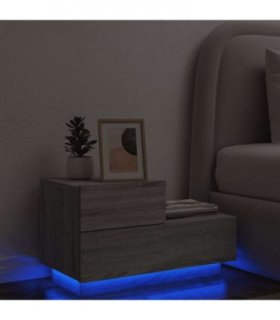 vidaXL Bedside Cabinet with LED Lights Grey Sonoma 70x36x40.5 cm