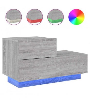 vidaXL Bedside Cabinet with LED Lights Grey Sonoma 70x36x40.5 cm