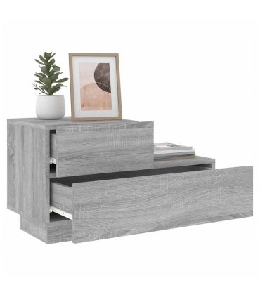 vidaXL Bedside Cabinet with LED Lights Grey Sonoma 70x36x40.5 cm