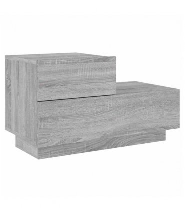 vidaXL Bedside Cabinet with LED Lights Grey Sonoma 70x36x40.5 cm