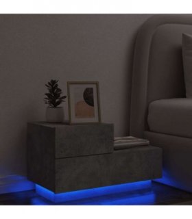 vidaXL Bedside Cabinet with LED Lights Concrete Grey 70x36x40.5 cm