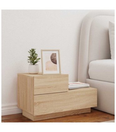 vidaXL Bedside Cabinet with LED Lights Sonoma Oak 70x36x40.5 cm