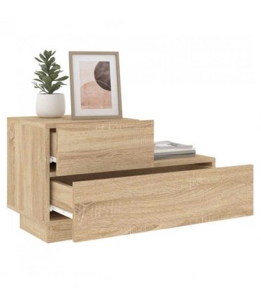 vidaXL Bedside Cabinet with LED Lights Sonoma Oak 70x36x40.5 cm