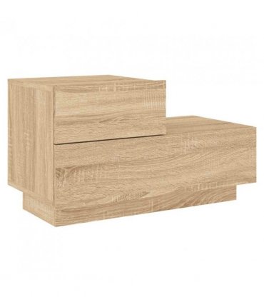 vidaXL Bedside Cabinet with LED Lights Sonoma Oak 70x36x40.5 cm