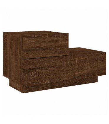 vidaXL Bedside Cabinet with LED Lights Brown Oak 70x36x40.5 cm