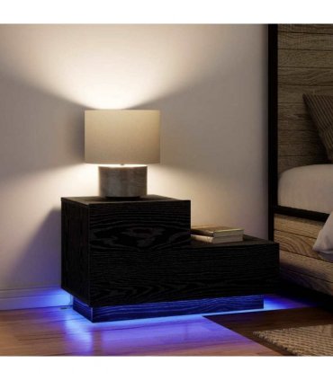 vidaXL Bedside Cabinet Black Oak 70 x 36 x 40.5 cm Engineered Wood