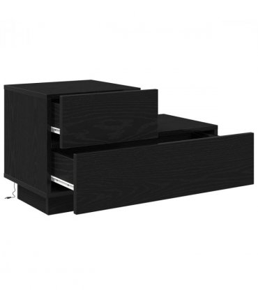 vidaXL Bedside Cabinet Black Oak 70 x 36 x 40.5 cm Engineered Wood