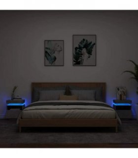 vidaXL Bedside Cabinets with LED Lights 2 pcs Concrete Grey 40x39x48.5 cm