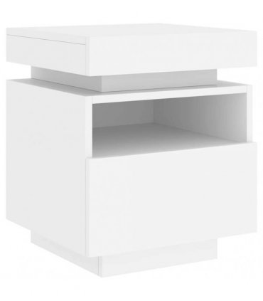 vidaXL Bedside Cabinet with LED Lights White 40x39x48.5 cm