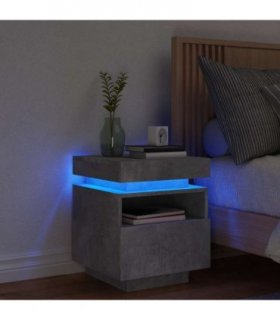 vidaXL Bedside Cabinet with LED Lights Concrete Grey 40x39x48.5 cm