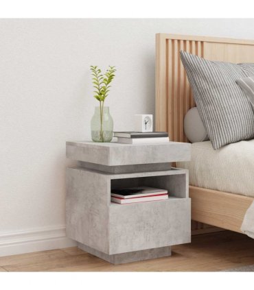 vidaXL Bedside Cabinet with LED Lights Concrete Grey 40x39x48.5 cm