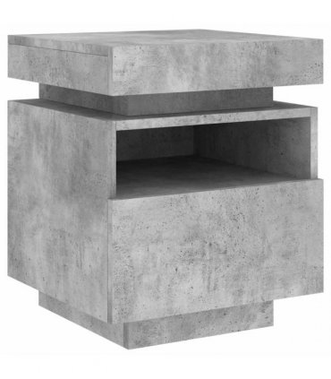 vidaXL Bedside Cabinet with LED Lights Concrete Grey 40x39x48.5 cm