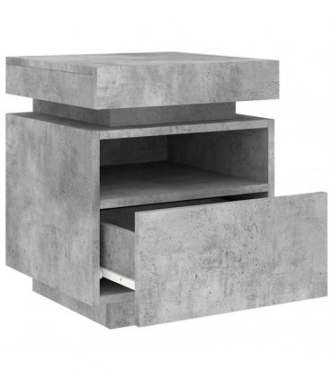vidaXL Bedside Cabinet with LED Lights Concrete Grey 40x39x48.5 cm