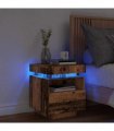 vidaXL Bedside Cabinet with LED Lights Old Wood 40x39x48.5 cm