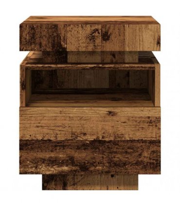 vidaXL Bedside Cabinet with LED Lights Old Wood 40x39x48.5 cm