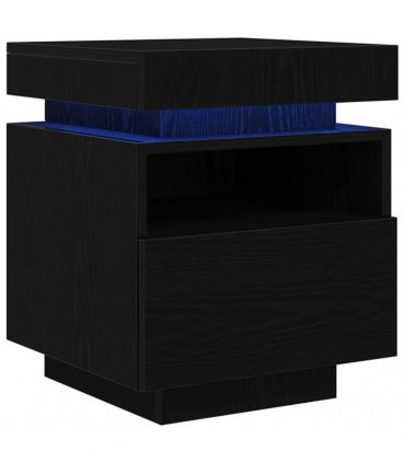 vidaXL Bedside Cabinet with Drawer 2 pcs Black Oak 40 x 39 x 48.5 cm