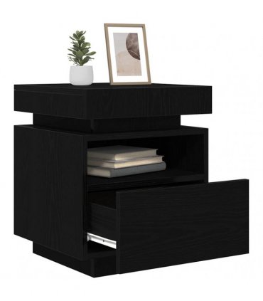 vidaXL Bedside Cabinet with Drawer 2 pcs Black Oak 40 x 39 x 48.5 cm