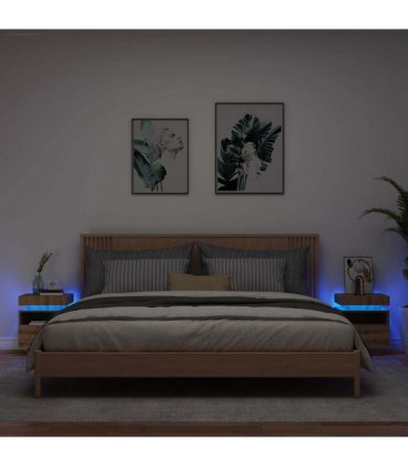 vidaXL Bedside Cabinets with LED Lights 2 pcs Artisan Oak 40x39x48.5 cm